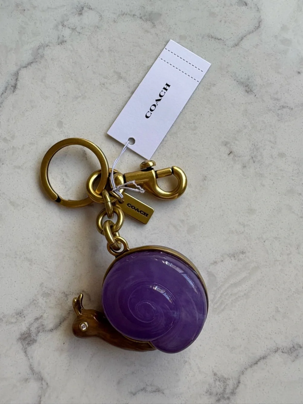 COACH Purple Multi Snail Charm Key & Card Holder Accent